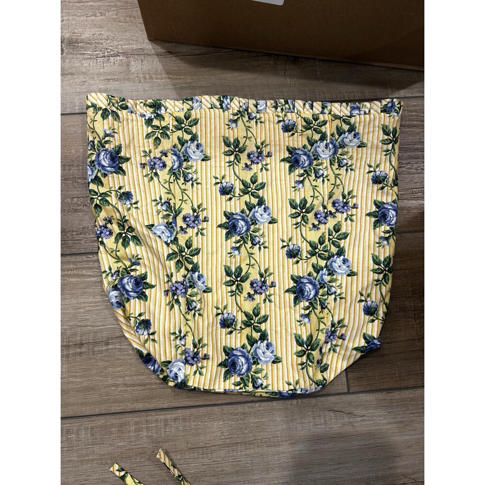 Longaberger Small Square Waste Basket Liner Rose Trellis floral Fabric